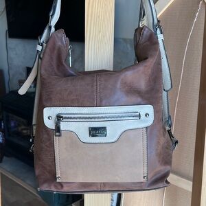 Liz Soto  Brown and Cream Shoulder Bag